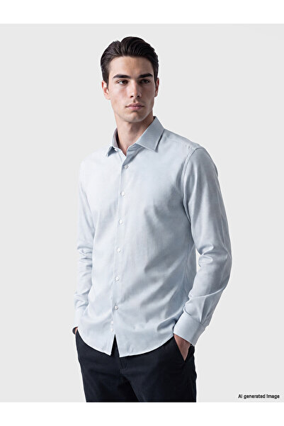 LC Waikiki Lcw Business Blue Slim Fit Dobby Men's Shirt
