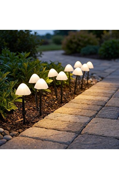 Ornament24 Set 8 lampi solare decorative in forma de ciuperci, IP44, pentru c...