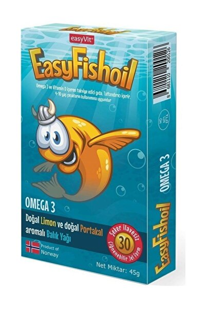 Easy Fishoil‎ Çocuk Portakal Aromalı 30 Çiğneme Tablet
