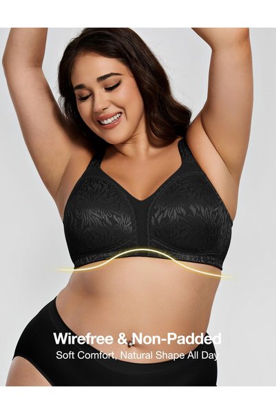 Deyllo Sutien minimizer cu cupă plină, fără armătură, pentru mărimi mari, cu susținere – Negru 85C