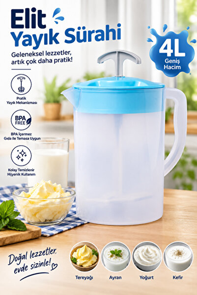 ÖZATAK PLASTİK Plastik Elit Sürahi Yuvarlak Yayık Ayran Sürahi 4 Lt