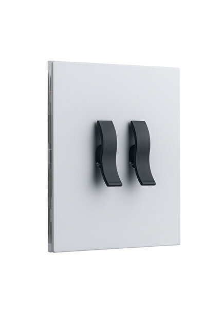 Vichema Tech Întrerupător metalic Aurora, 2 posturi 2 căi, 10A, Alb/Negru mat...
