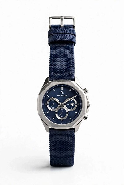 METRUM Erkek Kol Saati Lacivert Dokuma Kordon 43mm Quartz 3 ATM Su Geçirmez