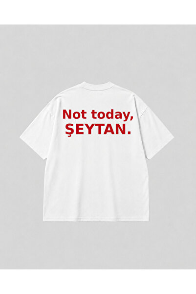 SVART WEAR Not Today Written Back Print Oversize White Unisex Cotton T-Shirt