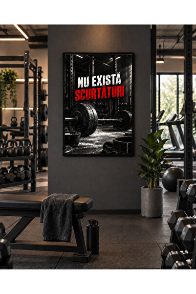 Miutic Print Studio Tablou decorativ pentru Fitness „Nu există scurtături”, T...
