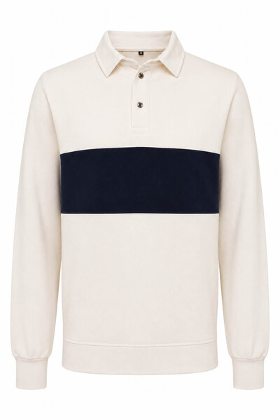 trender Pieced White-Navy Blue Men's Sweatshirt 2010