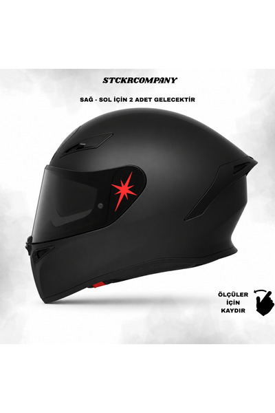 STCKRCO Vizör Yanı Minimal Yıldız Sticker - Sağ Sol 1 Çift - Kask Stickerı - ...