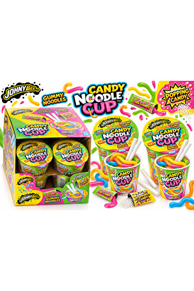 Johny Bee Noodle Cup – Jeleuri Tip Tăiței cu Gel și Popping Candy, 12 bucăți ...