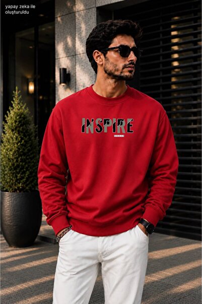 caddekombin Men's Inspire Urban Printed and Texted Crew Neck Casual Regular F...