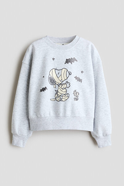 H&M Baskı Motifli ve İçi Tüylü Sweatshirt