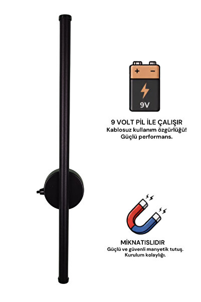led marketim Modern Pilli Mıknatıslı Çubuk LED Duvar Apliği 50cm Beyaz Işık
