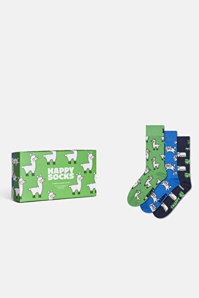 Happy Socks - Çok Renkli Lama Desenli 3’lü Çorap Seti