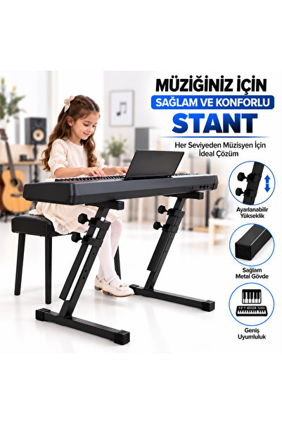 MultiZone Ayarlanabilir Evrensel Piyano Org Standı Z Tipi Metal Klavye Sehpas...