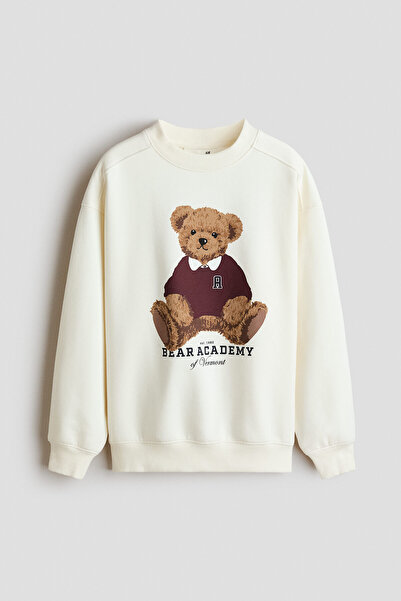 H&M Bol Kesimli ve Baskılı Sweatshirt