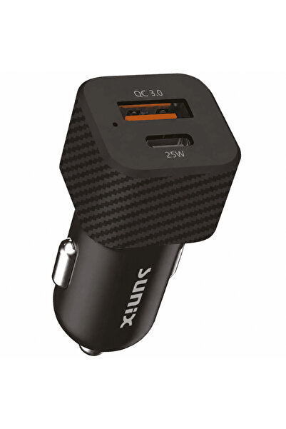Sunix Incarcator auto USB-C 35W Dual Port USB-C USB-A Budget Negru S322A01