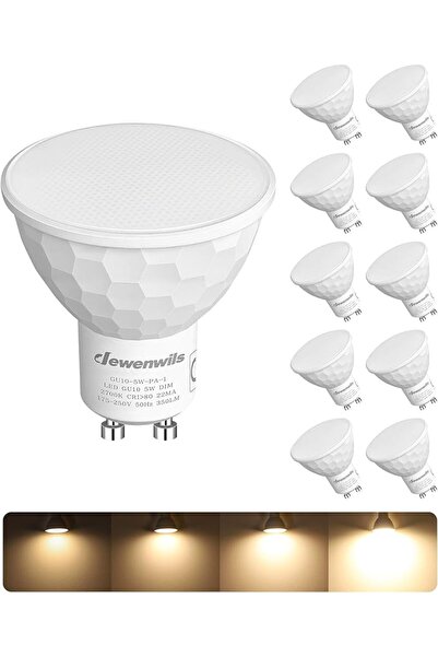DEWENWILS 10 عبوات من مصابيح LED GU10 قابلة للتعتيم، 5 واط، 2700 كلفن، أبيض د...