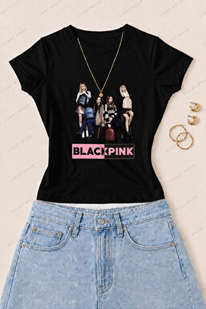 SVART WEAR Γυναικείο μπλουζάκι Blackpink Group με στάμπα από βαμβάκι Lycra - ...