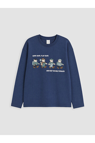 LC Waikiki Indigo Printed Boys' T-Shirt