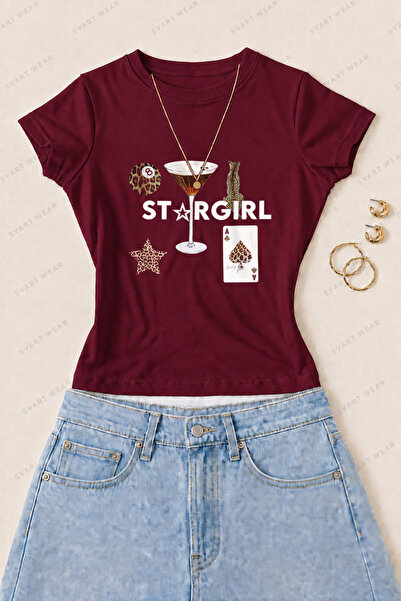 SVART WEAR Γυναικείο μπλουζάκι Stargirl Collage με στάμπα από βαμβάκι Lycra -...