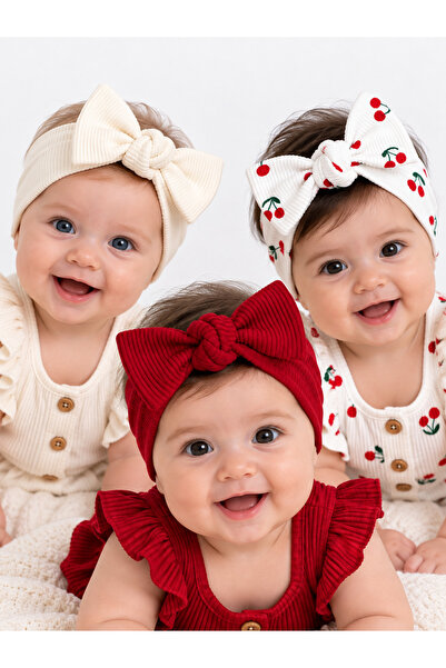 Oz Baby مجموعة من 3 ربطات شعر للبنات الصغيرات - منقوشة وملونة