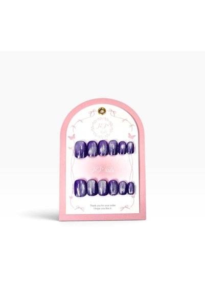 GENRE 74- Gig Nails Artificial Nails Dark Purple Glossy with Glue and Nail Care