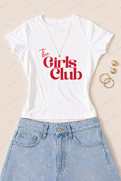 SVART WEAR Γυναικείο μπλουζάκι The Girls Club με στάμπα από βαμβάκι Lycra - Λ...