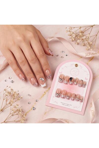 GENRE 188- Gigi Nails Pink Tiger Nails with Glittering Crystal Touches 3D Han...