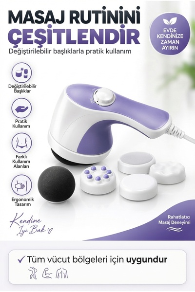 SOLEZON Elektrikli Masaj Aleti Çok Başlıklı Ayarlanabilir Titreşimli Masaj Ci...