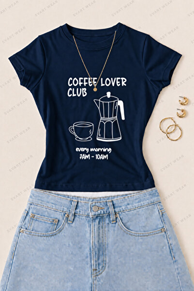 SVART WEAR Γυναικείο μπλουζάκι Coffee Lover Club με στάμπα από βαμβάκι και λύ...