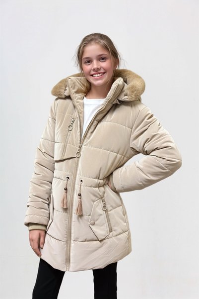 Ricalena Girls' Water and Wind-Resistant Thick Fleece-Lined Hooded Stylish Comfortable Winter Coat