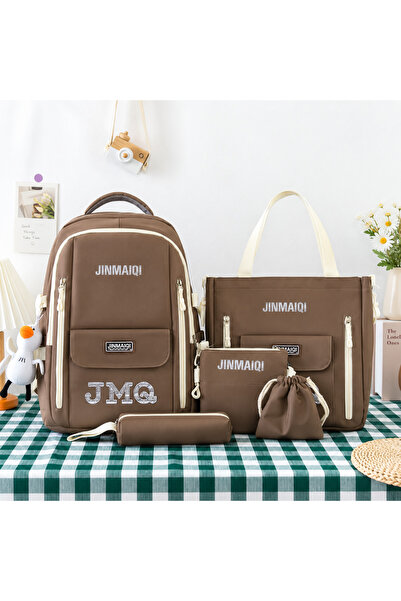 Generic Brand 5-Piece School Bag Set with Backpack, Tote Bag, Pouch, Pencil C...