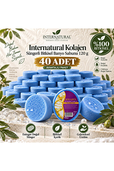 Dermolive Internatural Collagen Sponge Herbal Bath Soap 40 Pack (40 X 120 g)