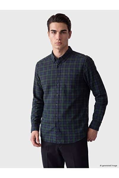 LC Waikiki Nevavm with Difference Lcwaikiki Classic Green Gabardine Plaid Sta...