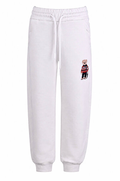 trender Bear Printed 2-Strap Ecru Boys' Sweatpants 8079