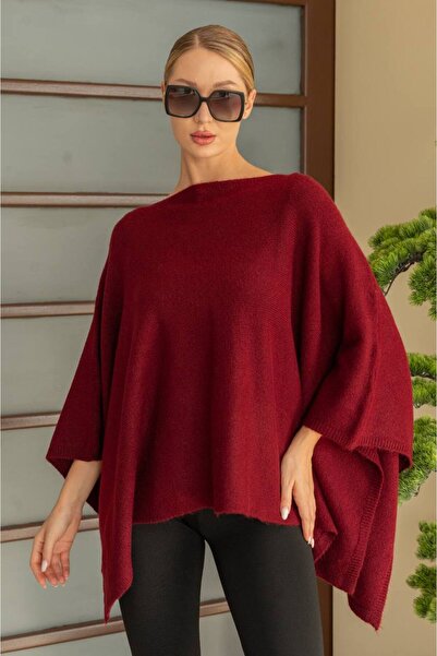 Cistern İstanbul Women's Shawl Collar Wide Collar Poncho Sweater