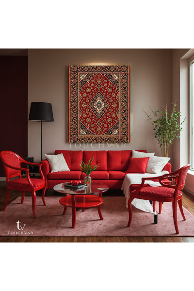 TOUCHVAR Dikey Kanvas Tablo Geleneksel Desenli Halı Motifi Klasik Tablo Ev Of...