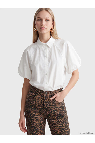 LC Waikiki Alita City Lcw Vision White Oversize Poplin Women's Shirt with a D...