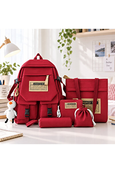 Generic Brand 5-Piece School Backpack Set with Tote Bag, Zip Pouch, Pencil Ca...