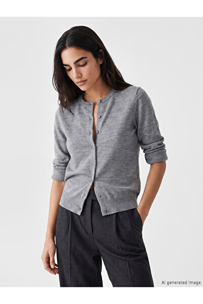 LC Waikiki Rmz Gi̇yi̇m Farkiyla Zero Roba Collar Women's Knitwear Cardigan