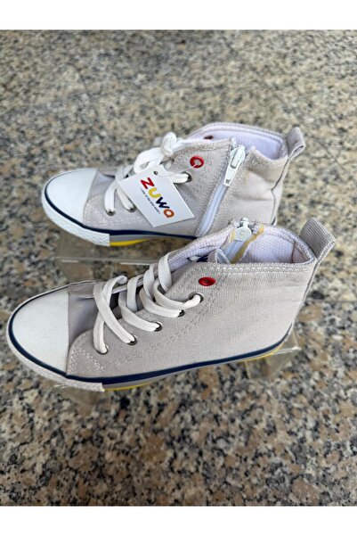 Aysun Ayakkabı Grey Outer Material Linen Lace-Up Sneakers with Zipper and Lac...