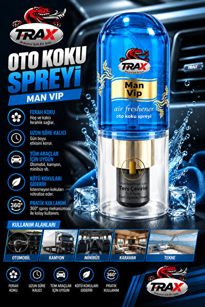 ARACINIZ İÇİN EN İYİSİ T-RAX 🔵 T-RAX Man Vip Oto Koku Spreyi – Uzun Süre Kal...