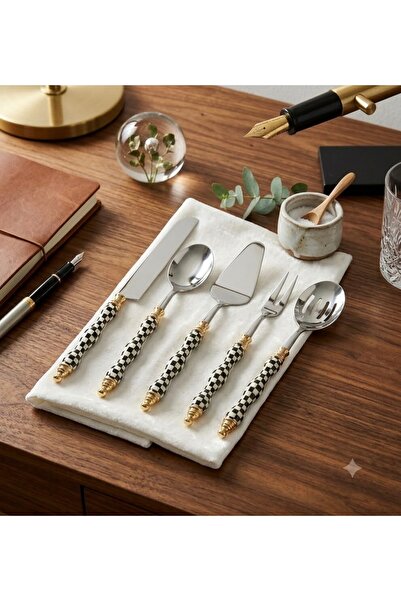 Generic Brand Esterhomedecor Set of 5 Checkered Model Serving Spoons