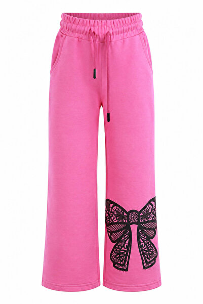 trender Ribbon Print 2-Strand Pink Girls' Sweatpants 8076