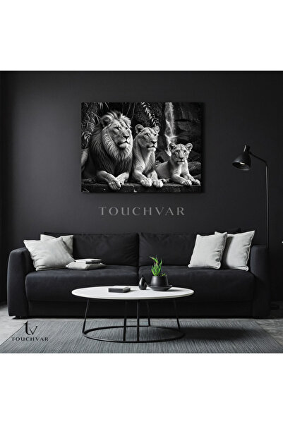 TOUCHVAR Yatay Kanvas Tablo Aslan Ailesi Hayvanlar Tablosu Ev Ofis Duvar Dekoru