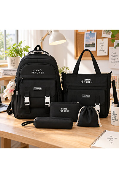 Generic Brand 5-Piece School Backpack Set with Tote Shoulder Bag, Pencil Case...