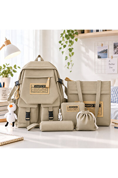 Generic Brand 5-Piece School Backpack Set with Tote Bag, Zip Pouch, Pencil Ca...