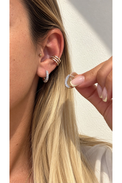 GLARE JEWELRY CO Mini Zircon Stone Xuping Hoop Earrings