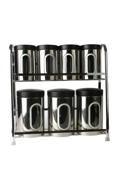 ALSAIF KITCHEN طقم علب بهارات استيل مع استاند 7قطع / 16-00439
