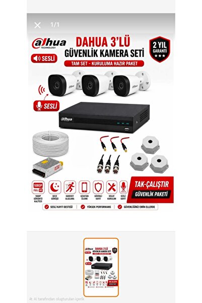 Sesli 3'Lü Güvenlik Kamera Seti