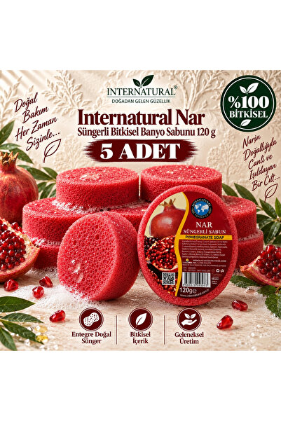 Dermolive Internatural Pomegranate Sponge Herbal Bath Soap 5-Pack (5 X 120 g)